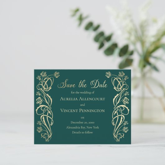 Medieval koninklijke Rozen Weddenschap Opslaan Dat Save The Date (Staand voorkant)