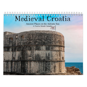 Medieval Kroatische ouderplaatsen op Adriatisch Ze Kalender
