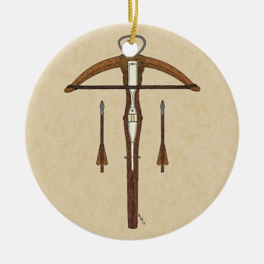 Medieval Krossbow met bouten Keramisch Ornament (Voorkant)