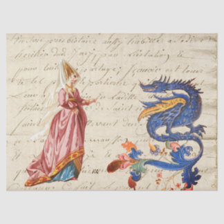Medieval Lady en Dragon Tissuepapier
