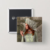 Medieval Lady Vierkante Button 5,1 Cm (Voorkant /achterkant)