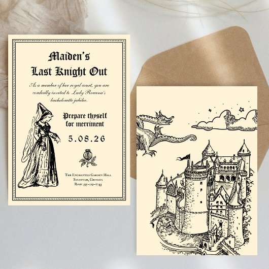 Medieval “Last Knight Out” Bachelorette Kaart