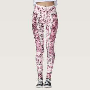 MEDIEVAL LEGENDS Lady en Knight, Roze witte Floral Leggings