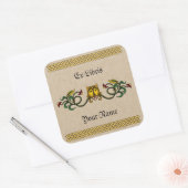 Medieval lion Design Bookplaat Vierkante Sticker (Envelop)