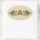 Medieval Lion Design Ovale Sticker (Tas)