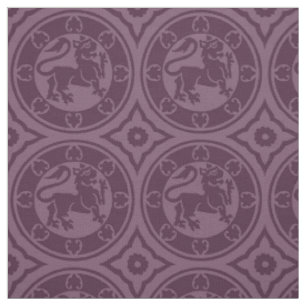 Medieval Lion, Eggplant Stof