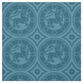 Medieval Lions, Peacock Blue Stof