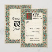 Medieval Manuscript RSVP-kaart RSVP Kaartje (Voorkant / Achterkant)