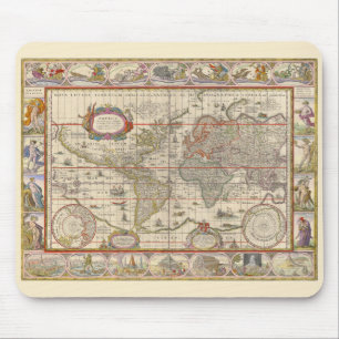 Medieval Map van de hele wereld (door Willem Blaeu Muismat