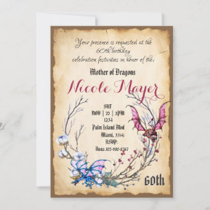 Medieval moeder van Dragon 60th Birthday Invitatio Kaart