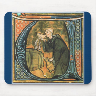 Medieval Monk Tasting Wine Mousepad Muismat
