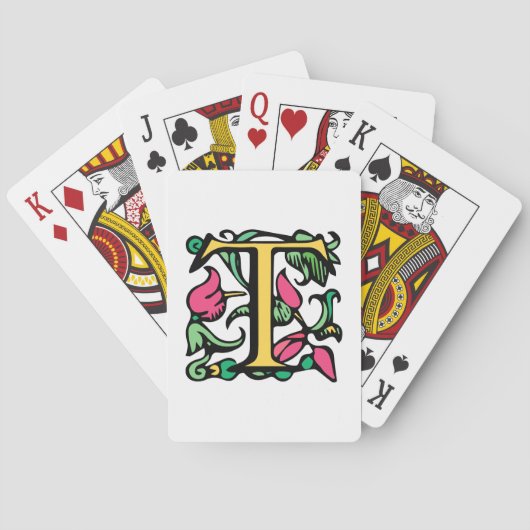 Medieval Monogram Initiaal T Pokerkaarten (Achterkant)