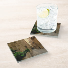 Medieval Narrow Street Tall Build and Coach Glazen Onderzetter