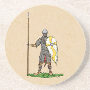 Medieval Norman Knight Circa 1066 Zandsteen Onderzetter