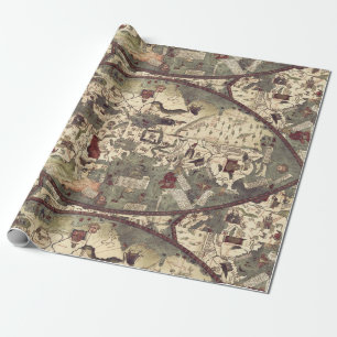 Medieval Oude Kaart Cadeaupapier