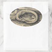 Medieval Ouroboros Dragon Ovale Sticker (Tas)