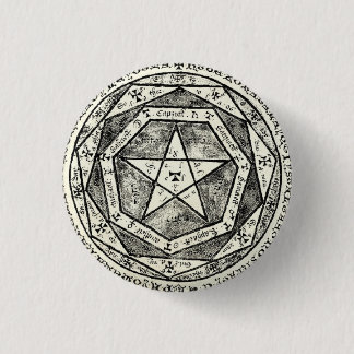 Medieval pentagram ronde button 3,2 cm