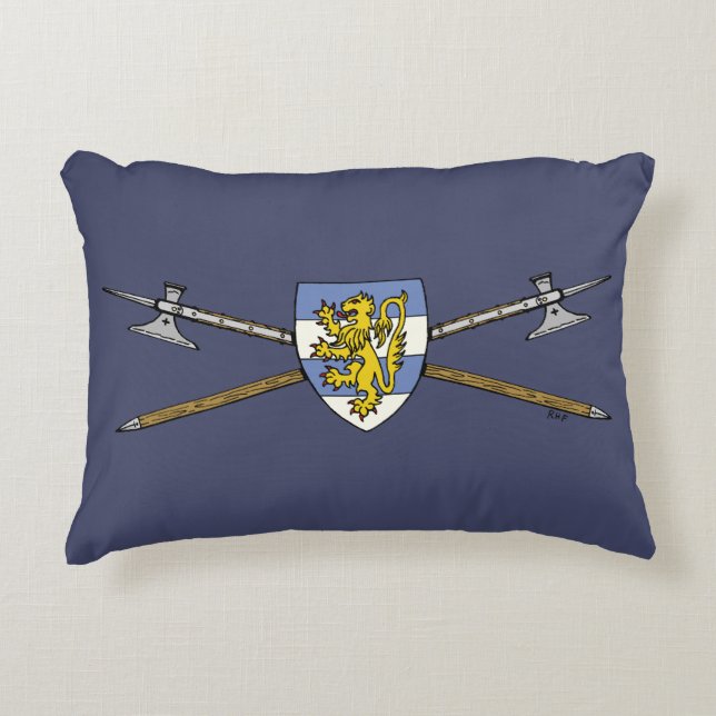 Medieval Poleaxen en Shield Accent Kussen (Voorkant)