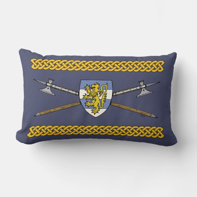 Medieval Poleaxen en Shield Kussen (Voorkant)