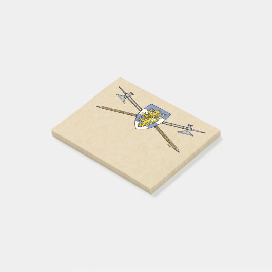 Medieval Poleaxen en Shield Post-it® Notes (Schuin)