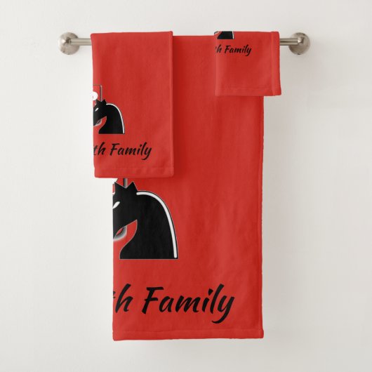 Medieval Red en Black Knight and Shield Bad Handdoek (Insitu)