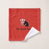 Medieval Red en Black Knight and Shield Bad Handdoek (Wasdoekje)