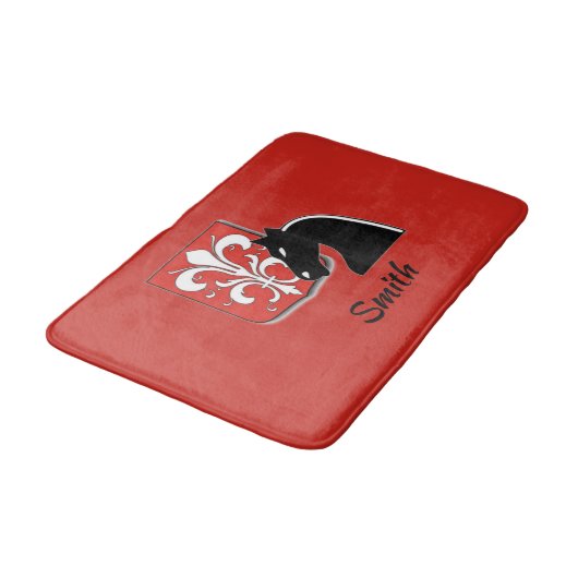 Medieval Red en Black Knight and Shield Badmat (Gekanteld)