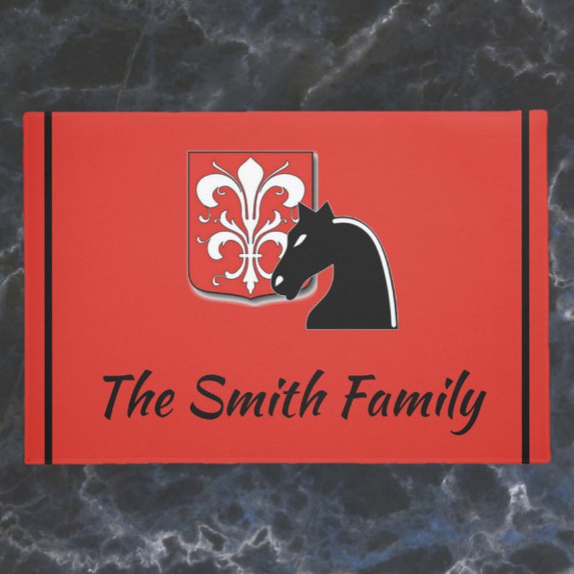 Medieval Red en Black Knight and Shield Deurmat (Creator heeft geüpload)