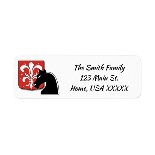 Medieval Red en Black Knight and Shield Etiket (Voorkant)