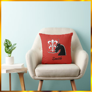 Medieval Red en Black Knight and Shield Kussen