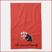 Medieval Red en Black Knight and Shield Theedoek