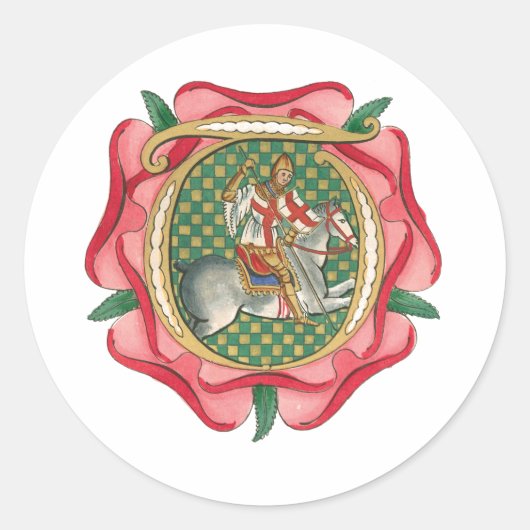 Medieval Red Rose Ronde Sticker (Voorkant)