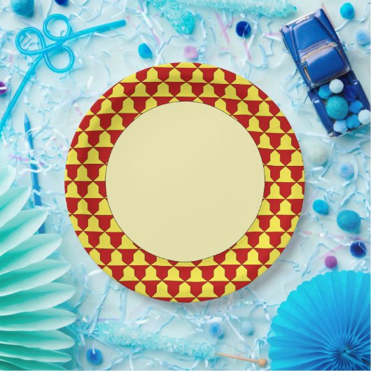 Medieval Red Yellow Ferrer Derby Heraldic Pattern Papieren Bordje (Feest)