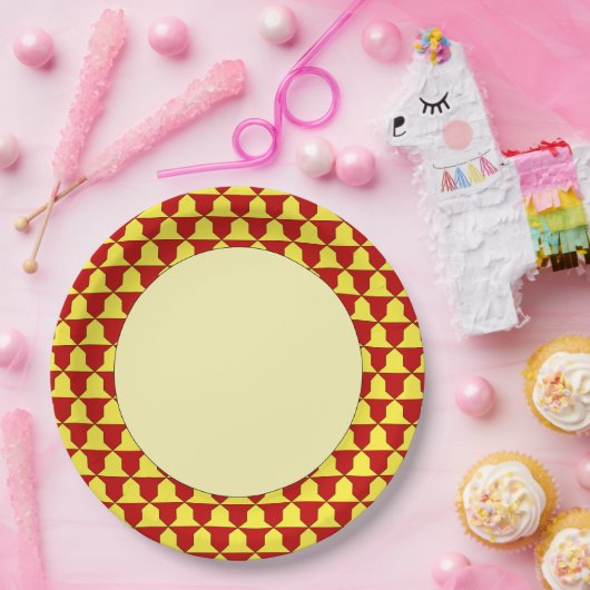 Medieval Red Yellow Ferrer Derby Heraldic Pattern Papieren Bordje (Feest)