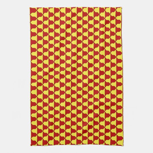 Medieval Red Yellow Ferrer Derby Heraldic Pattern Theedoek (Verticaal)