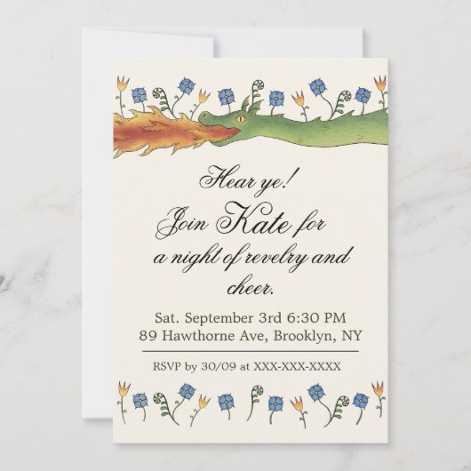 Medieval Ren Faire  dragon Invitation (Devant)