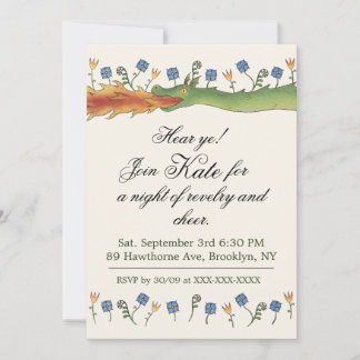 Medieval Ren Faire  dragon Invitation Kaart