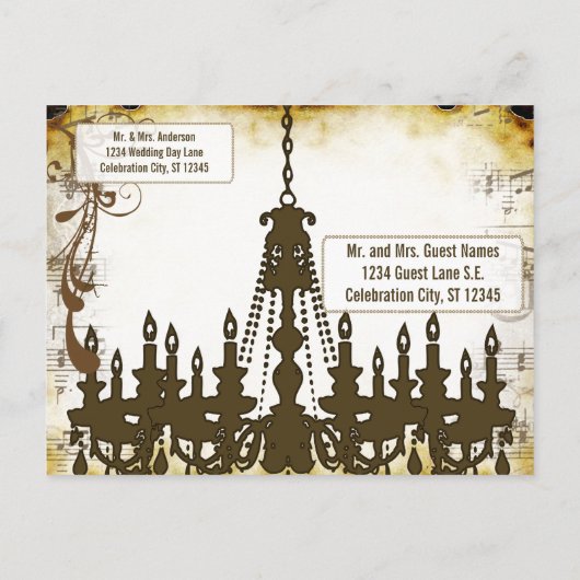 Medieval Renaissance Chandelier Save the Date Aankondigingskaart (Achterkant)