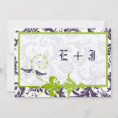 Medieval Renaissance Green Paars Floral Damask Kaart (Achterkant)