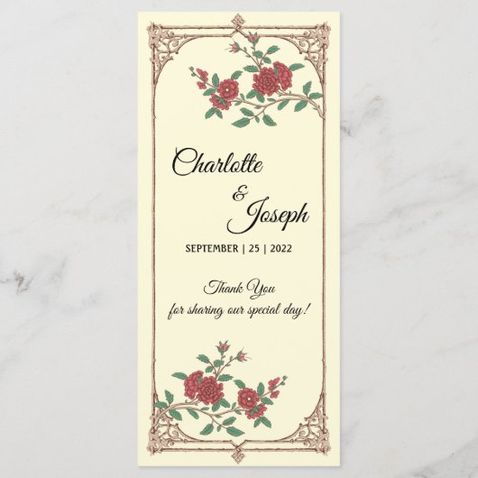 Medieval-Romantic met Wooden Lijst Weddenschap Menu (Achterkant)