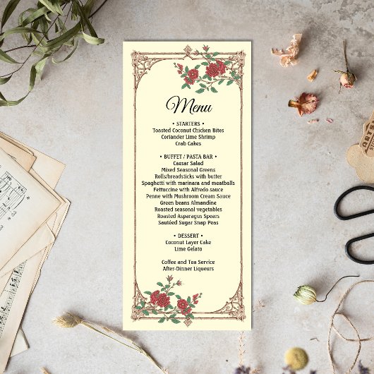 Medieval-Romantic met Wooden Lijst Weddenschap Menu