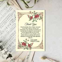 Medieval Romantic Weddenschap Hartelijk dank RSVP Kaartje