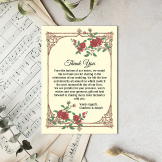 Medieval Romantic Weddenschap Hartelijk dank RSVP Kaartje