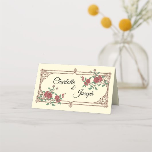 Medieval Romantic Wedding Folded Place Card (Achterkant)