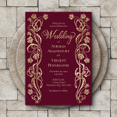 Medieval Royal Rozen Sword Wedding Invitation Kaart