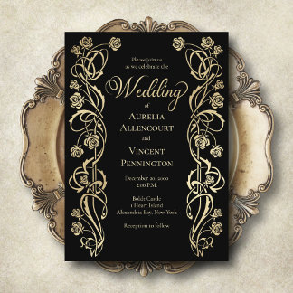 Medieval Royal Rozen Sword Wedding Invitation Kaart