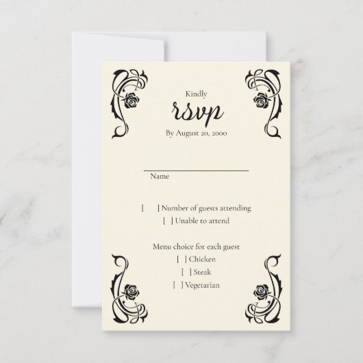 Medieval Royal Rozen Wedding RSVP Kaart (Voorkant)