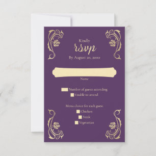 Medieval Royal Rozen Wedding RSVP Kaart