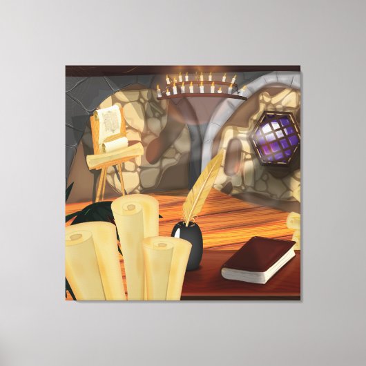 Medieval Scribe Studie Canvas Afdruk (Voorkant)