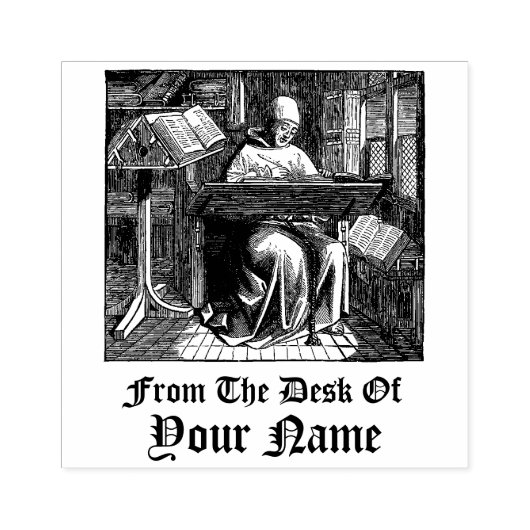 Medieval Scriptorium Monk Sjabloon Rubber Stempel (Afrduk)